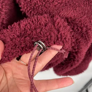 Free People Run My‎ Way Fleece Sherpa Jacket Oversized Plush Hoodie Maroon Small thumbnail 8