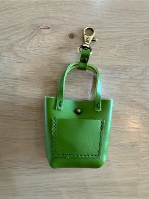 Portland Leather Teeny Tiny Tote Keychain bag charm green NWOT thumbnail 2
