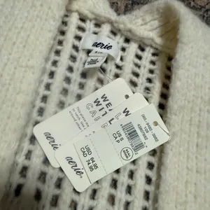 NWT Aerie Real Good Fringe Open Front Cardigan Sweater Cream White S thumbnail 3