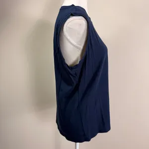 Quince Navy Blue Muscle Tank Top Womens Large Sleeveless Crew Neck Jersey Basic thumbnail 2