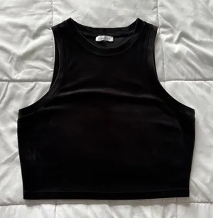 Gianni Bini Black Sleeveless Crop Top High Neck Racerback Tank Grunge Goth thumbnail 1