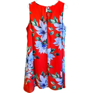 Jessica Howard Shift Dress L/XL Red Floral Sleeveless Chiffon Lightweight Beach thumbnail 4