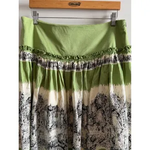 Anthropologie style Green Toile Print Cotton Boho Peasant‎ Skirt Cottagecore thumbnail 5