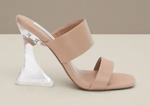 NIB STEVEN New York Women Y2K Brinne Lucite Heeled‎ Sandal 7.5 Nude thumbnail 1