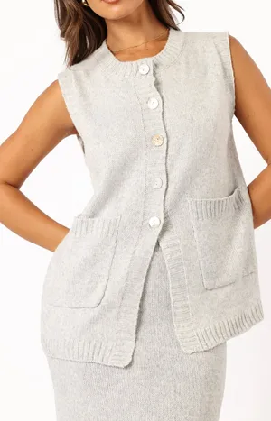NWT Petal + Pup Knit Sweater Vest Light Gray Size XS/S thumbnail 2