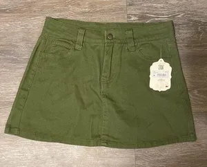 Altar’d State 100% Cotton Olive Green Mini Skirt Size M thumbnail 1