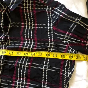 Foxcroft Black red plaid button-up shirt office siren core long sleeve #goth #grunge #Whimsygoth Measurements in pics thumbnail 4