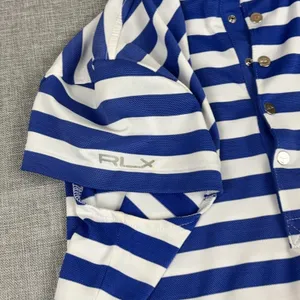 RLX Ralph Lauren Polo Womens S Blue Striped Short‎ Sleeve Collared Snap thumbnail 9
