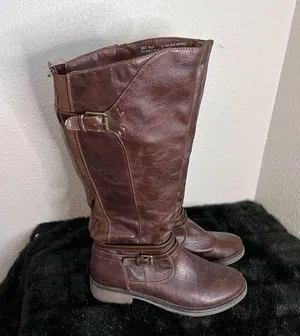 Baretraps Riding Boots Womens 9.5 Brown Sabio Knee High Zip Casual Leather thumbnail 1