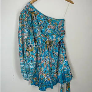 Hemant and Nandita One Shoulder Dress Eyelet Size XS Mini Dress thumbnail 3