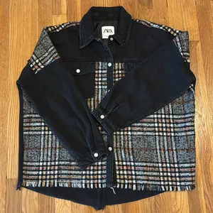 Zara Black and Plaid Jean Jacket thumbnail 11