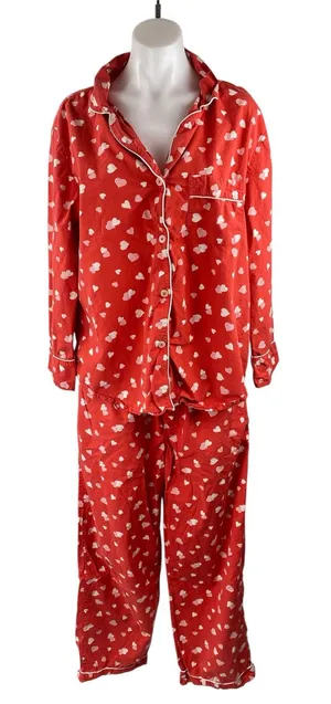 Printfresh + Pencil & Paper Co. Valentine Heart Red White Sleepwear Pajama Set M thumbnail 1