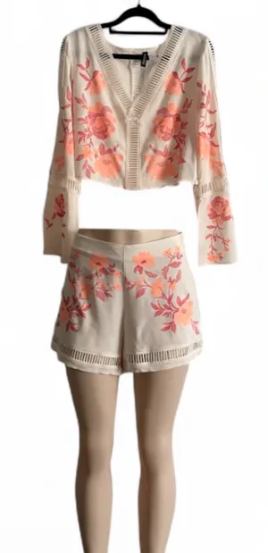H&M Cream and Pink Floral Skirt Set thumbnail 1