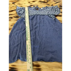 Suzanne Betro Size Large Tunic Top Shirt Blue Flutter Sleeve Knit Textured‎ Boho thumbnail 4