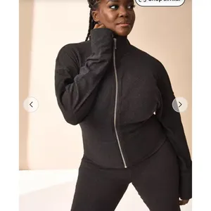 Dark Grey Very Soft Yoga Full Zip Funnel Neck XL Workout Athletic Athlesiure thumbnail 6