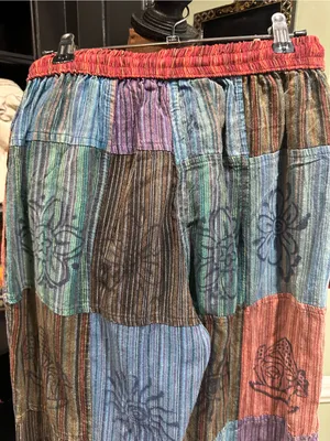 Hippie Patchwork Cotton Pants – Size Small Red thumbnail 8
