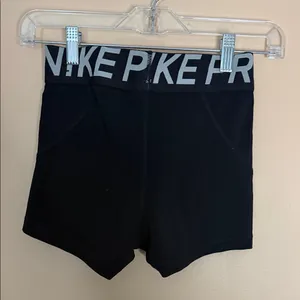 Nike Pro Black Women's Bike Shorts with White Swoosh thumbnail 7