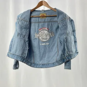 Vintage Hard‎ Rock Cafe Orlando W Roma Pin Cotton Jean Jacket in Blue Size 10 thumbnail 5