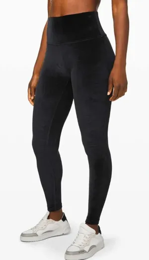 Lululemon Wunder Lounge High-Rise Tight Leggings 28” Velvet Velour Black Size 4 thumbnail 1