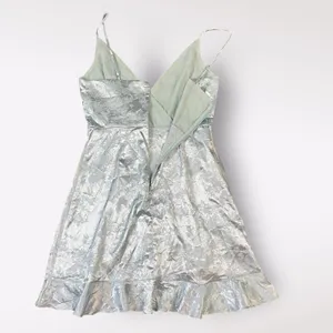 Altar’d‎ State Light Blue Satin Floral Jacquard Ruffled Mini Party Dress Size M thumbnail 4
