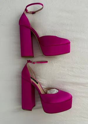 AQUA Hot Pink Platform Heels - thumbnail 2