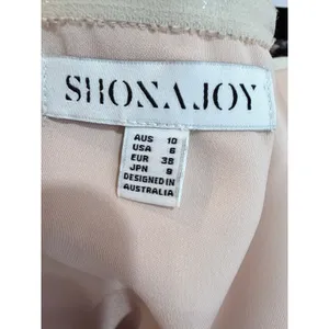 Shona Joy Blush Strapless Draped Cocktail Midi Dress Light Pink‎ 6 USA Wedding thumbnail 3