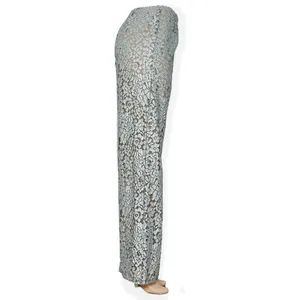 HOUSE OF CB Mara Metallic Floral Lace Pants, Silver, Medium thumbnail 8