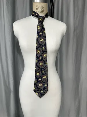 Disney Mickey Mouse Tie vintage Blue Paisley Neck Tie Silk Office Vacation. thumbnail 2