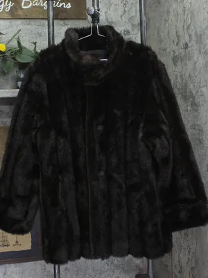 Vintage Faux Mink Fur Button Front Coat Brown See Measurements thumbnail 1