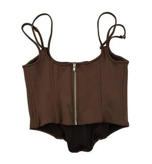 White Fox Boutique - Double Strap Bustier Corset Top in Brown thumbnail 3