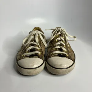 Coach Gema tan & gold monogram canvas sneakers women's size‎ 9 missing a logo thumbnail 2