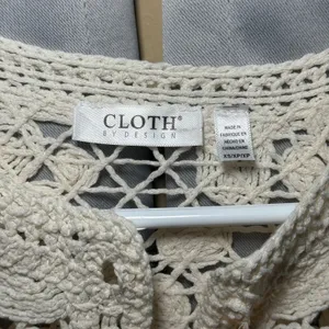 Ivory Cardigan Women XS Cream Crochet Button Front Boho Sweater Cottagecore‎ thumbnail 2