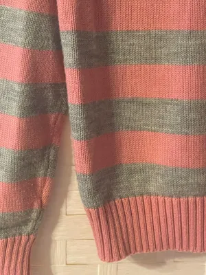Ricki vtg v-neck women's Med stripe sweater Retro 80's memories style collared thumbnail 10