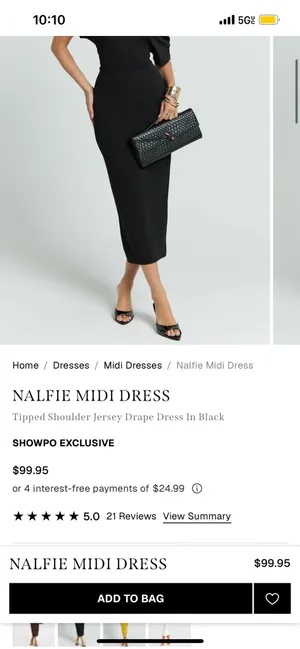 New Showpo Nalfie Midi Dress Tipped Shoulder Jersey Drape Dress -Small MSRP $99 thumbnail 2