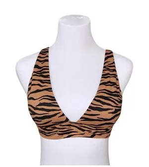 Aerie Zebra Tan Removable Pad Tie Back Bikini Swimwear Top SMALL Animal‎ Print thumbnail 1