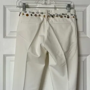 Miss Me White Trousers w/Shell Sequin Belt - Size S - NWT thumbnail 5