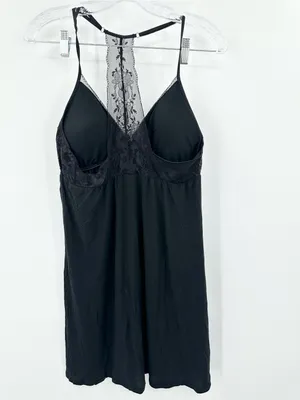 Victoria's Secret Women's Black Lace Trim Racerback Pink Bow Lingerie Size Large thumbnail 2