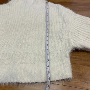 Express Fuzzy Knit Mock Neck Cropped Sweater Womens XS IvoryPullover Cozy Winter thumbnail 7