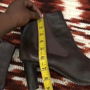 90s Predictions Chocolate Brown genuine leather ankle pointed square toe boots 3" heels Size 10 thumbnail 6
