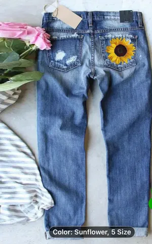 NWOT NWOT #Sunflower Patch #Distressed Blue #Jeans Size 14 thumbnail 4