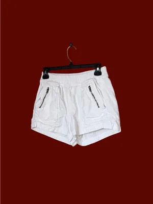aerie White Elastic-Waist Bermuda Shorts with Zip Pockets thumbnail 2