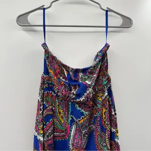 Banana Republic Factory Blue & Pink Multi Paisley Print Strapless Maxi Dress‎ 4 thumbnail 3