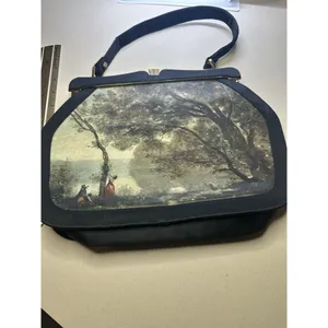 Jean Baptiste Camille Corot's painting, Souvenir de Mortefontaine Silk Handbag thumbnail 2
