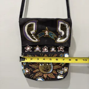 Rhetta Stelling hand painted purse celestial Sun Moon Star‎ Flap Crossbody Bag thumbnail 3