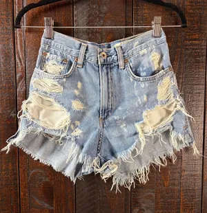 Rag & Bone Distressed Denim Shorts - High-Rise, Hi-low thumbnail 1