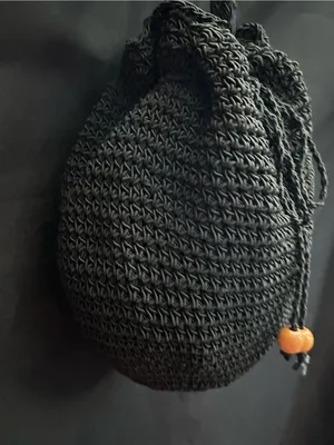 Black Crochet Drawstring Crossbody Bag thumbnail 5