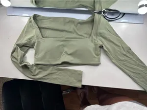 Pchee Bum green long sleeve low neck top thumbnail 1
