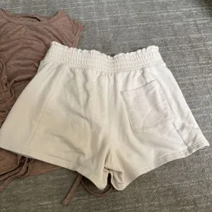 FLX Ivory Shorts Brown Ruched Side Tie Tank Cozy Athleisure Set XS thumbnail 3