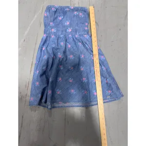 Hollister Blue Floral Strapless Chambray Mini Dress Smocked Back Sundress thumbnail 3