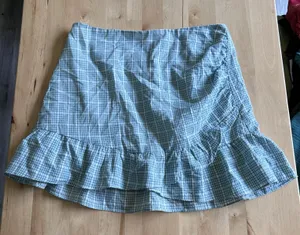 Teal and White Gingham Altar'd State Skirt thumbnail 1